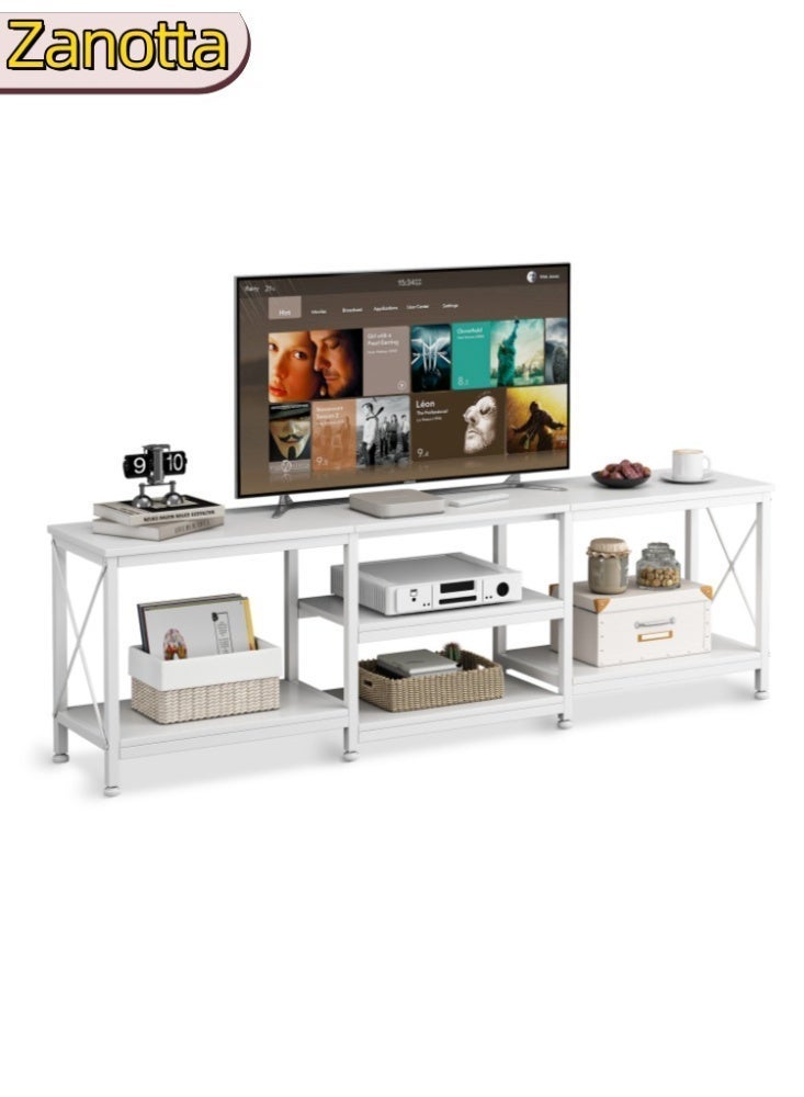 Zanotta 180*40*60cm TV Table TV Stand Table For TV Up To 75 Inch Storage Shelves Entertainment Center and TV Console Table for Home Living Room White - Image 1